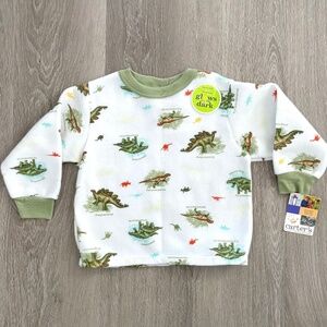 NWT VINTAGE Carter's Toddler Boys DINOSAUR 4T GLOW DARK Fuzzy FLEECE Sleep Shirt